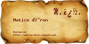 Matics Áron névjegykártya