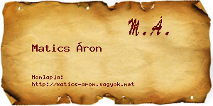 Matics Áron névjegykártya